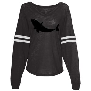 Women’s Slub Jersey Varsitee V-Neck Long Sleeve T-Shirt Thumbnail