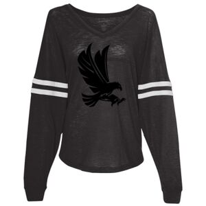 Women’s Slub Jersey Varsitee V-Neck Long Sleeve T-Shirt Thumbnail