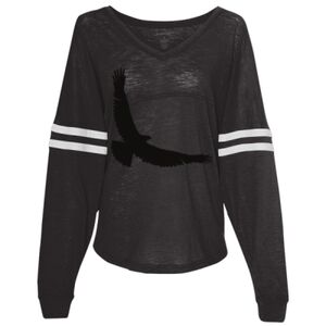 Women’s Slub Jersey Varsitee V-Neck Long Sleeve T-Shirt Thumbnail