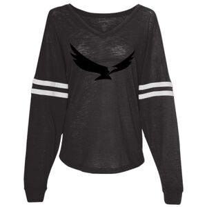 Women’s Slub Jersey Varsitee V-Neck Long Sleeve T-Shirt Thumbnail