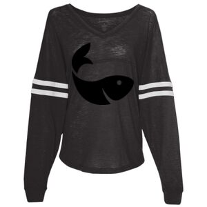 Women’s Slub Jersey Varsitee V-Neck Long Sleeve T-Shirt Thumbnail