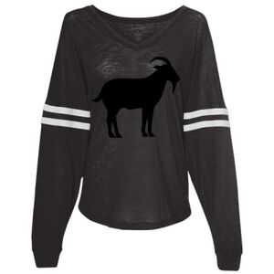 Women’s Slub Jersey Varsitee V-Neck Long Sleeve T-Shirt Thumbnail