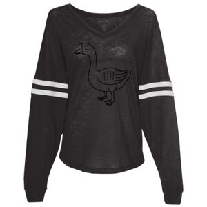 Women’s Slub Jersey Varsitee V-Neck Long Sleeve T-Shirt Thumbnail
