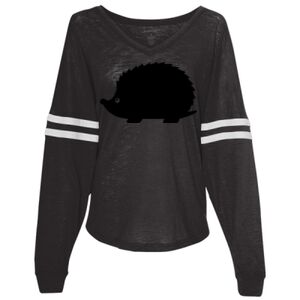 Women’s Slub Jersey Varsitee V-Neck Long Sleeve T-Shirt Thumbnail