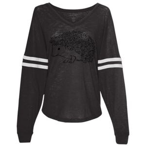 Women’s Slub Jersey Varsitee V-Neck Long Sleeve T-Shirt Thumbnail