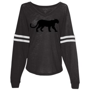 Women’s Slub Jersey Varsitee V-Neck Long Sleeve T-Shirt Thumbnail