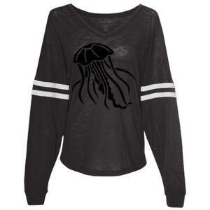 Women’s Slub Jersey Varsitee V-Neck Long Sleeve T-Shirt Thumbnail
