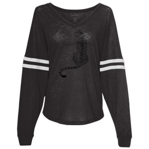 Women’s Slub Jersey Varsitee V-Neck Long Sleeve T-Shirt Thumbnail