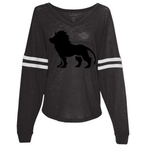 Women’s Slub Jersey Varsitee V-Neck Long Sleeve T-Shirt Thumbnail