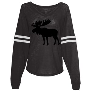 Women’s Slub Jersey Varsitee V-Neck Long Sleeve T-Shirt Thumbnail