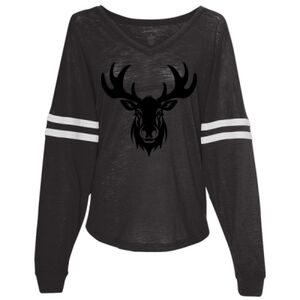 Women’s Slub Jersey Varsitee V-Neck Long Sleeve T-Shirt Thumbnail