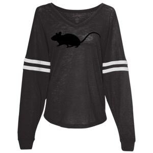 Women’s Slub Jersey Varsitee V-Neck Long Sleeve T-Shirt Thumbnail