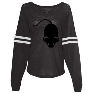 Women’s Slub Jersey Varsitee V-Neck Long Sleeve T-Shirt Thumbnail