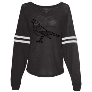 Women’s Slub Jersey Varsitee V-Neck Long Sleeve T-Shirt Thumbnail