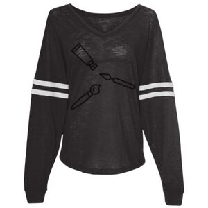 Women’s Slub Jersey Varsitee V-Neck Long Sleeve T-Shirt Thumbnail