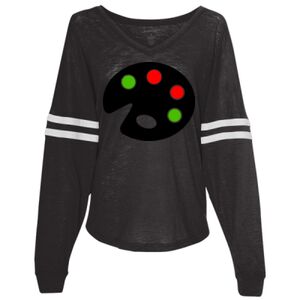 Women’s Slub Jersey Varsitee V-Neck Long Sleeve T-Shirt Thumbnail