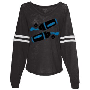 Women’s Slub Jersey Varsitee V-Neck Long Sleeve T-Shirt Thumbnail