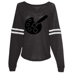 Women’s Slub Jersey Varsitee V-Neck Long Sleeve T-Shirt Thumbnail