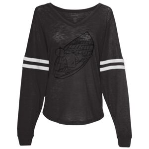 Women’s Slub Jersey Varsitee V-Neck Long Sleeve T-Shirt Thumbnail