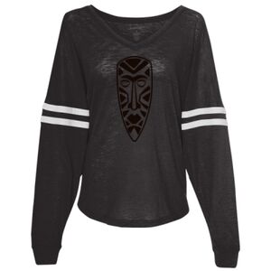 Women’s Slub Jersey Varsitee V-Neck Long Sleeve T-Shirt Thumbnail