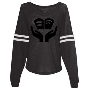 Women’s Slub Jersey Varsitee V-Neck Long Sleeve T-Shirt Thumbnail