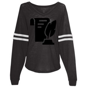 Women’s Slub Jersey Varsitee V-Neck Long Sleeve T-Shirt Thumbnail