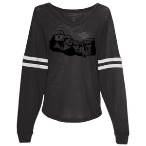 Women’s Slub Jersey Varsitee V-Neck Long Sleeve T-Shirt Thumbnail
