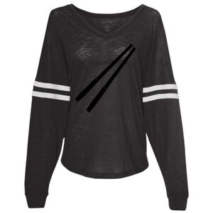 Women’s Slub Jersey Varsitee V-Neck Long Sleeve T-Shirt Thumbnail