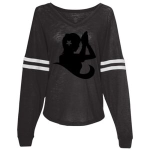 Women’s Slub Jersey Varsitee V-Neck Long Sleeve T-Shirt Thumbnail