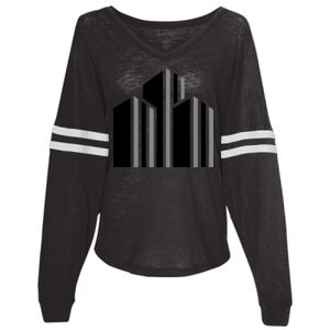 Women’s Slub Jersey Varsitee V-Neck Long Sleeve T-Shirt Thumbnail
