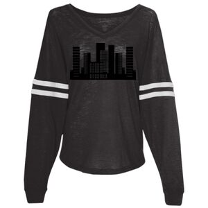 Women’s Slub Jersey Varsitee V-Neck Long Sleeve T-Shirt Thumbnail