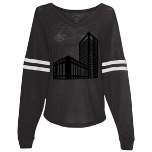 Women’s Slub Jersey Varsitee V-Neck Long Sleeve T-Shirt Thumbnail