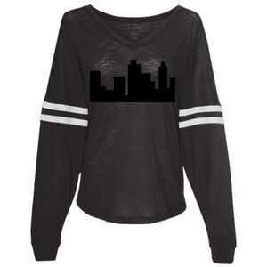 Women’s Slub Jersey Varsitee V-Neck Long Sleeve T-Shirt Thumbnail