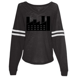 Women’s Slub Jersey Varsitee V-Neck Long Sleeve T-Shirt Thumbnail