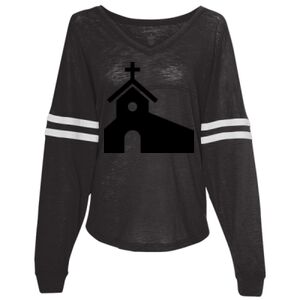 Women’s Slub Jersey Varsitee V-Neck Long Sleeve T-Shirt Thumbnail
