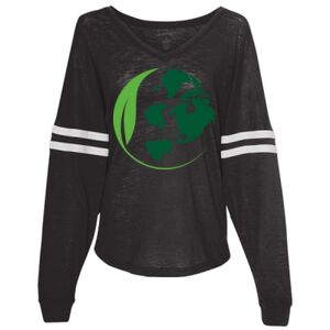 Women’s Slub Jersey Varsitee V-Neck Long Sleeve T-Shirt Thumbnail