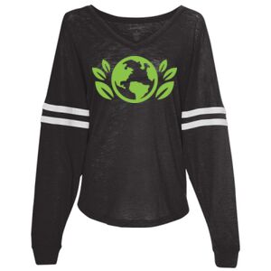 Women’s Slub Jersey Varsitee V-Neck Long Sleeve T-Shirt Thumbnail