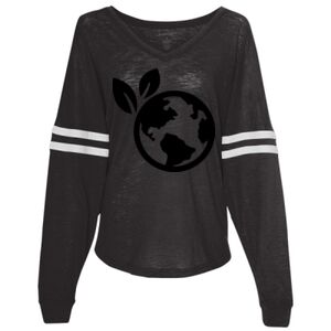 Women’s Slub Jersey Varsitee V-Neck Long Sleeve T-Shirt Thumbnail