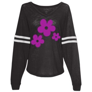Women’s Slub Jersey Varsitee V-Neck Long Sleeve T-Shirt Thumbnail