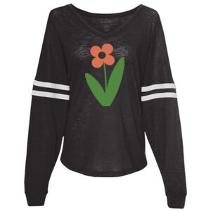 Women’s Slub Jersey Varsitee V-Neck Long Sleeve T-Shirt Thumbnail