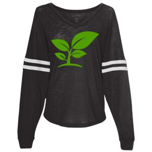 Women’s Slub Jersey Varsitee V-Neck Long Sleeve T-Shirt Thumbnail