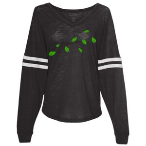 Women’s Slub Jersey Varsitee V-Neck Long Sleeve T-Shirt Thumbnail