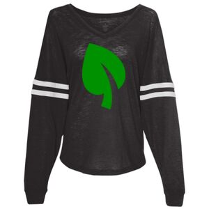 Women’s Slub Jersey Varsitee V-Neck Long Sleeve T-Shirt Thumbnail