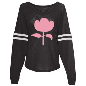 Women’s Slub Jersey Varsitee V-Neck Long Sleeve T-Shirt Thumbnail