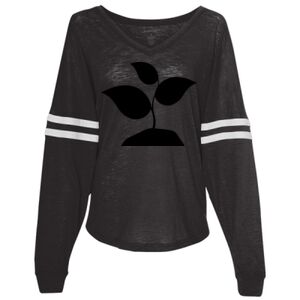 Women’s Slub Jersey Varsitee V-Neck Long Sleeve T-Shirt Thumbnail