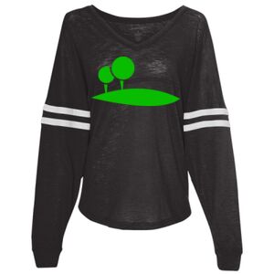 Women’s Slub Jersey Varsitee V-Neck Long Sleeve T-Shirt Thumbnail