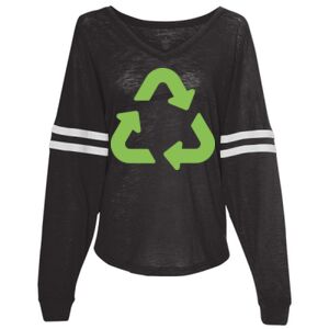 Women’s Slub Jersey Varsitee V-Neck Long Sleeve T-Shirt Thumbnail