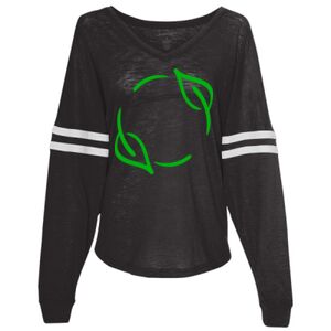 Women’s Slub Jersey Varsitee V-Neck Long Sleeve T-Shirt Thumbnail