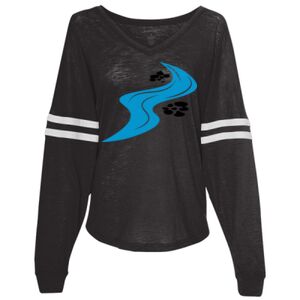 Women’s Slub Jersey Varsitee V-Neck Long Sleeve T-Shirt Thumbnail