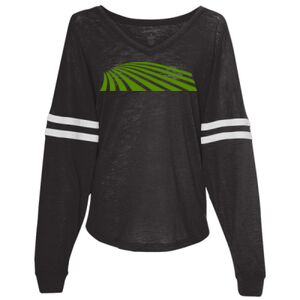Women’s Slub Jersey Varsitee V-Neck Long Sleeve T-Shirt Thumbnail